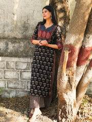 Nitya Ajrakh Black Cotton Kurta Pant Set