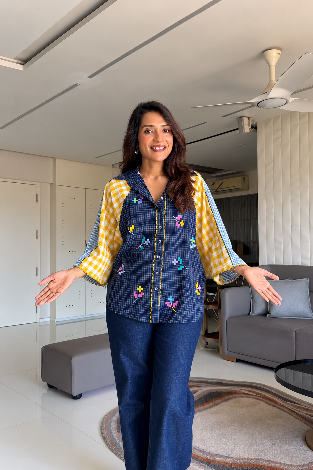 Gunjan Premium Cotton Embroidered Relaxed Shirt