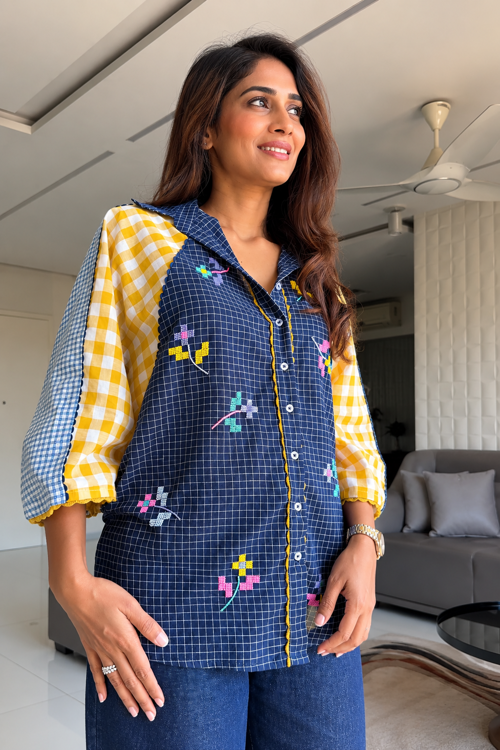 Gunjan Premium Cotton Embroidered Relaxed Shirt