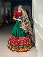 Fuchsic Dola Silk Printed With Foil Work Lehengha Choli With Dupatta
