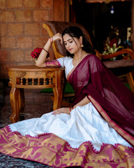 Radiant Poly Cotton Chex With Zari Weaving Work Lehengha Choli With Dupatta