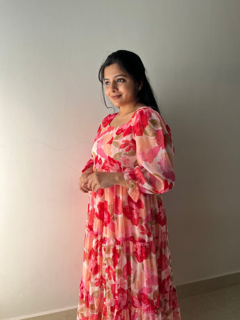 Opulent Fox Georgette Fabric Maxi Gown