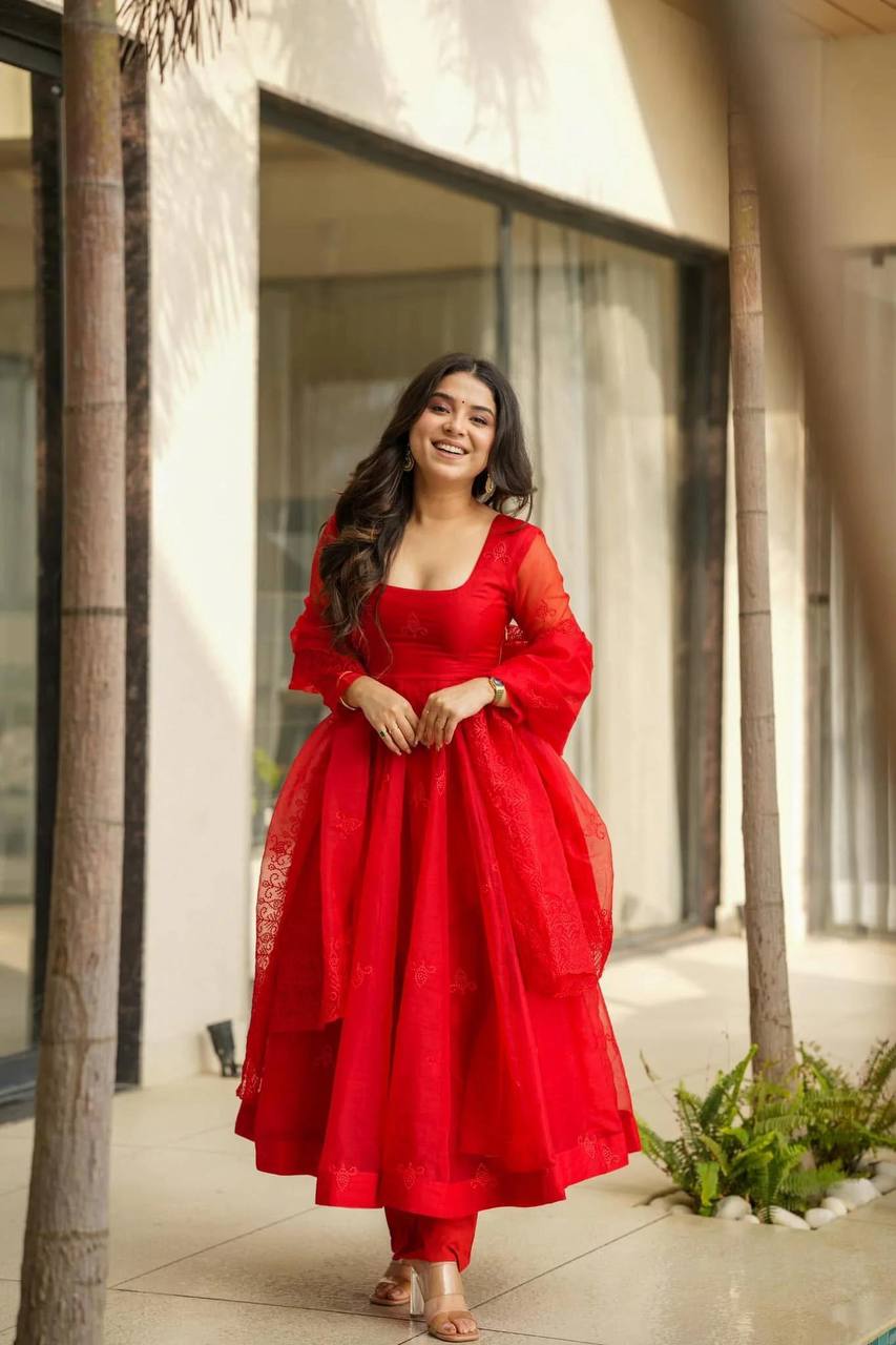 Pastel Red Kurta Set