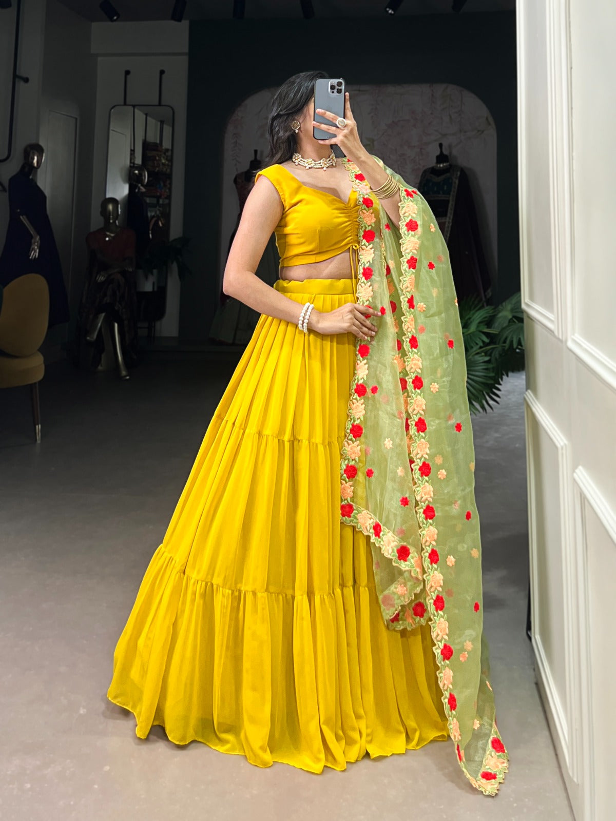 Radiant Georgette Floral Print Lehengha Choli With Dupatta