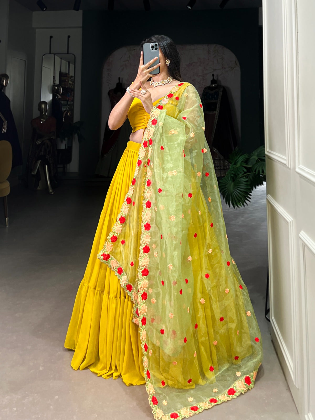 Radiant Georgette Floral Print Lehengha Choli With Dupatta