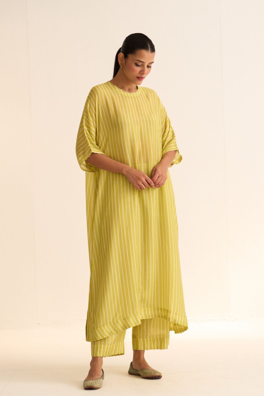 Malaika Cotton Silk Striped Designer Kurta Pant