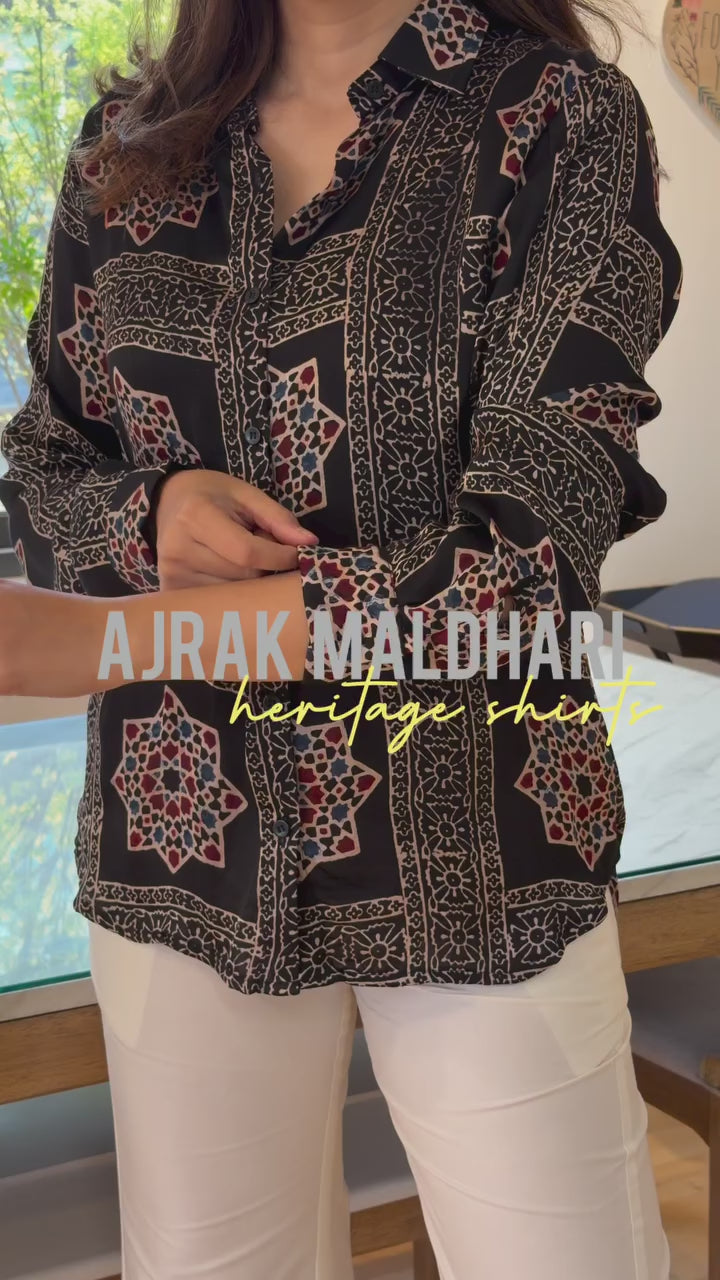 Sahiba Ajrakh Print Maldhari Heritage Shirt